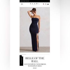 Maxi long navy blue dress with slit